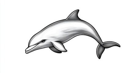 Fototapeta premium Detailed Illustration of a Dolphin Swimming in Open Water Environment