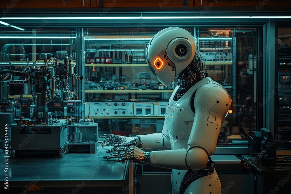 Leinwandbilder robot working in a high-tech laboratory focused on innovative technological advancements
