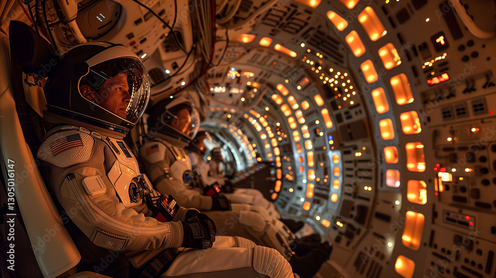 Aufkleber This Passengers don spacesuits, set for an exciting suborbital journey with advanced tech.