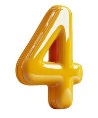 Yellow 3D Number 4