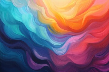 Obraz premium Vibrant abstract painting showcasing waves of color blending into a radiant sunburst