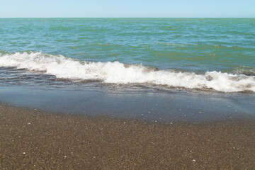 magnetic black sand in the village of Ureki in Georgia.Black sea beach with black sand