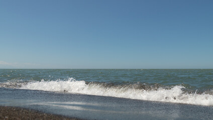 magnetic black sand in the village of Ureki in Georgia.Black sea beach with black sand