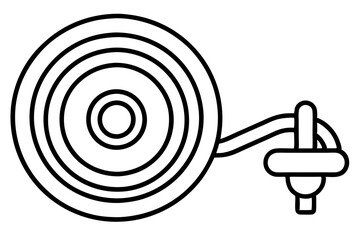 Fire Hose Reel Line Art Icon for Safety and Emergency Use

