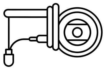 Fire Hose Reel Line Art Icon for Safety and Emergency Use


