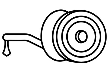 Fire Hose Reel Line Art Icon for Safety and Emergency Use

