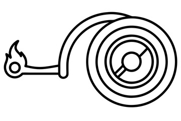 Fire Hose Reel Line Art Icon for Safety and Emergency Use

