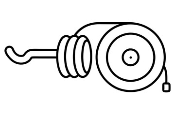 Fire Hose Reel Line Art Icon for Safety and Emergency Use

