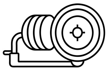 Fire Hose Reel Line Art Icon for Safety and Emergency Use

