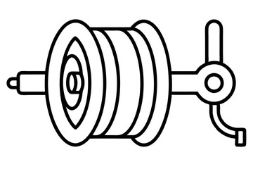 Fire Hose Reel Line Art Icon for Safety and Emergency Use

