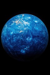 Obraz premium Captivating blue planet with swirling cloud patterns against a black background evoking cosmic wonder and celestial beauty in a space exploration theme