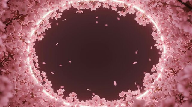 桜と円状のライトのタイトルバック（ループ再生可）