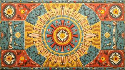 Fototapeta premium Vibrant Retro Mosaic Layout with Nostalgic Banners & Tile Patterns for Dynamic Brand Identity Visuals