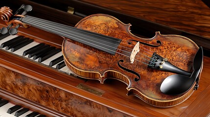 Fototapeta premium Violin craftsmanship and heritage close-up photography in an artistic music studio environment