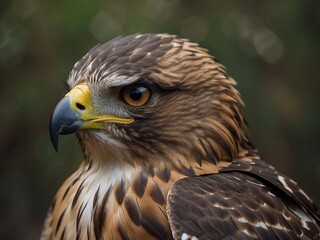 Fototapeta premium Majestic Raptor: Close-Up Portrait of a Hawk in its Natural Habitat - Wildlife Photography Highlighting Predatory Birds and Their Environment
