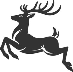 Deer taking a high jump with its legs curled under its body animal silhouette vector