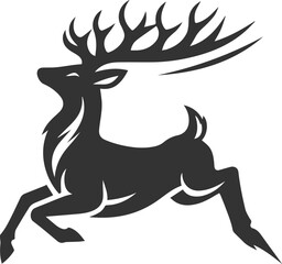 Deer taking a high jump with its legs curled under its body animal silhouette vector