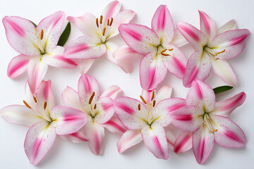 Fototapeta premium a frame of pink and white blossoms on the right side,