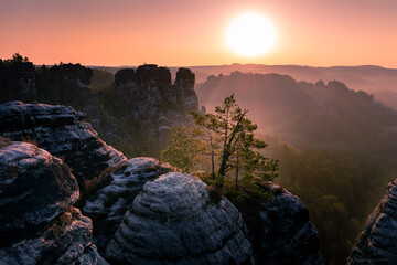 Sonnenaufgang in der sächsischen Schweiz