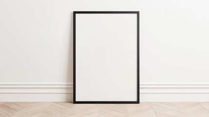 Elegant Black Frame Mockup Poster Leaning Against Wall