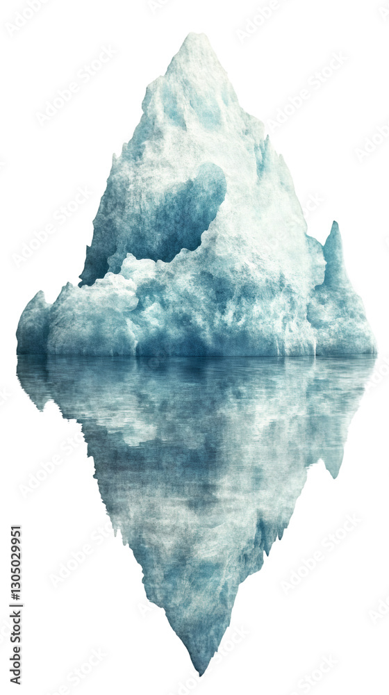 Aufkleber Iceberg floating serenely on calm water, creating a stunning reflection on the surface, featuring a transparent background