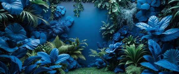 Naklejka premium elegant blue theme nature and jungle abstract background concept backdrop illustration cartoon