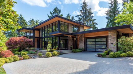 Geometric Contemporary Luxury Home with Sunlit Study