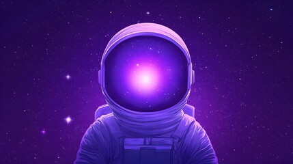 Astronaut Surrounded by a Vibrant Purple Galaxy Illuminated by Twinkling Stars and Mystical Light