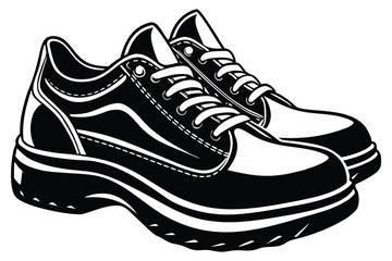 Running Shoes Silhouette Black and White Icon