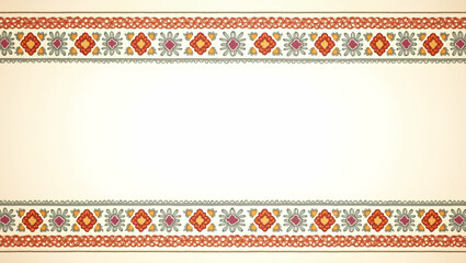 Embroidered Patterned Sukkot Frame with Ample Text Space - Traditional Embroidery Designs for Photo Stock Concept with Empty Space on the Left Side for Customization