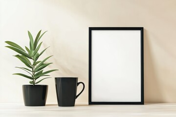 Minimalist Design Mockup with Floating Frame and Neutral Background
