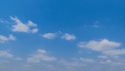 Bright Blue Sky with Soft White Floating Clouds