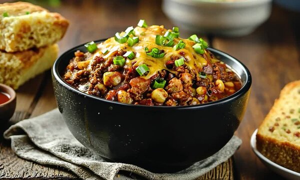 classic chili with cornbread spread video