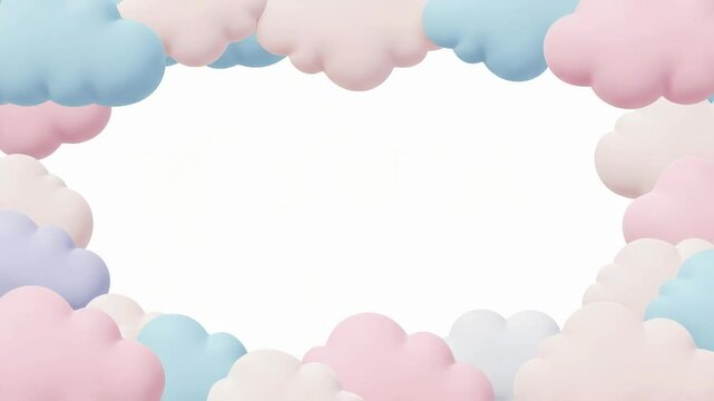 可愛い雲に囲まれたタイトルバック（ループ再生可）