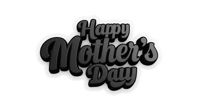 3D typography design with 'Happy Mother’s Day' text in elegant style, celebrating mothers and their love.