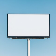 Obraz premium Realistic Outdoor Mockup of a Blank Billboard Against a Blue Sky