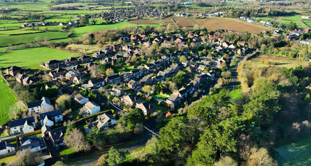 Aerial view of Residential homes town houses in Drumbeg Village Co Down Northern Ireland