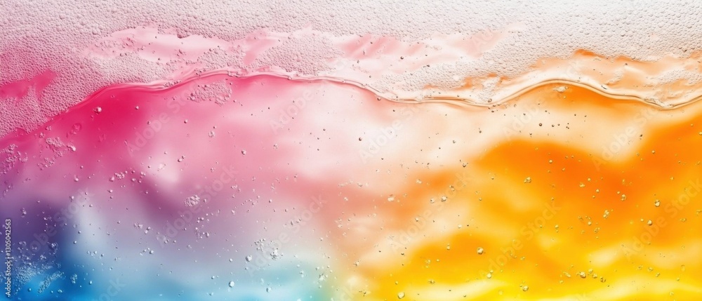 Poster abstract colorful gradient with water droplets on glass surface creating a vibrant and refreshing vi