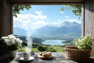 Breakfast with a view of majestic mountains