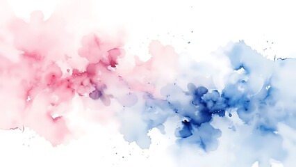 Abstract Pink and Blue Ink Wash Painting