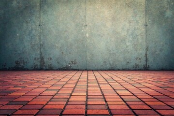 Fototapeta premium Urban Textures A Weathered Concrete Wall Meets a Brick Pavement