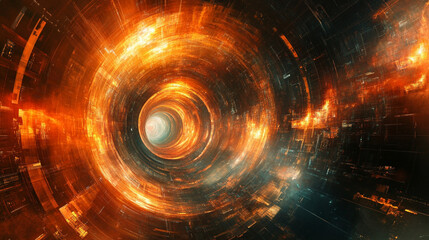 Obraz premium Sci-fi energy tunnel with glowing vortex, futuristic sci-fi energy tunnel background, digital sci-fi energy tunnel for space concept, cyberpunk travel animation, interstellar wormhole design