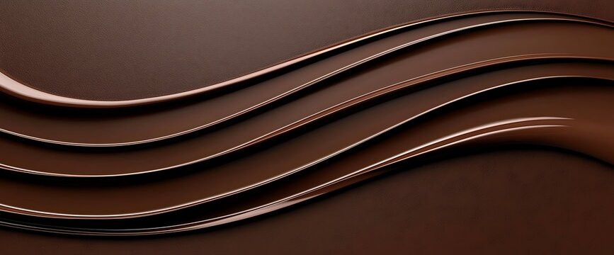 Rich brown chocolate flowing smoothly, forming elegant wavy design on textured surface
