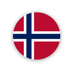 Norwegian national flag in circle shape isolated on white. Illustration. Norway country flag