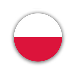 Polish national flag in circle shape isolated on white. Illustration. Poland country flag