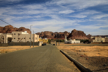 Streets of AlUla old town by noon view, Saudi Arabia