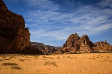 Obraz premium Red cliffs near AlUla view, Saudi Arabia