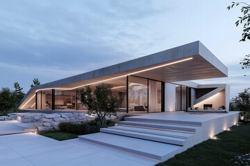 Contemporary minimalist concrete home exterior