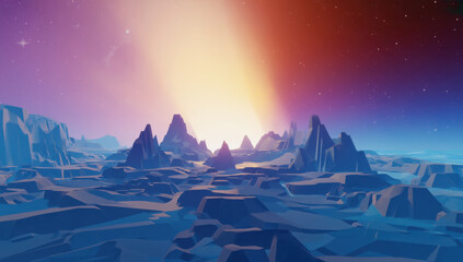Obraz premium Cosmic Wanderer: A Distant Comet’s Icy Surface and Glittering Tail on a Lonely Journey Through the Stars
