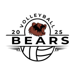 Bear Volleyball Mascot logo vector template. Volleyball sport logo icon design